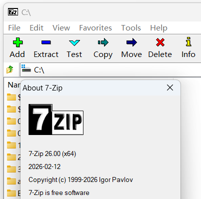 7-Zip 26.00 – a file archiver with a high compression ratio